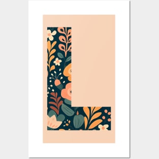 Whimsical Floral Letter L Posters and Art